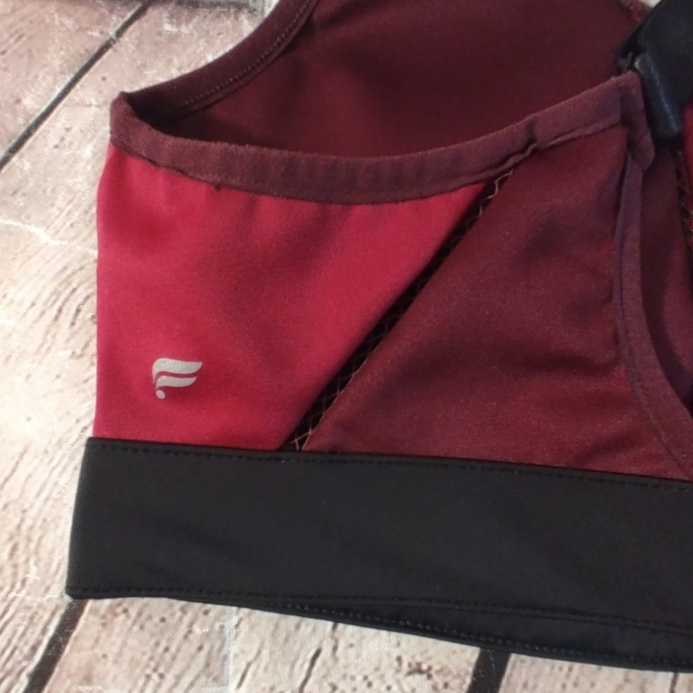 Fabletics Zoe High Impact Red Wine Front Zip Spor… - image 6